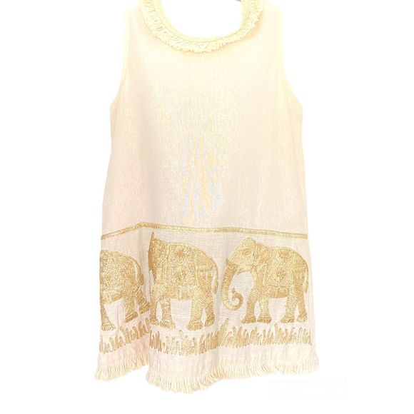 100% Linen Cream Sleeveless Tunic  Sz M - Picture 1 of 7